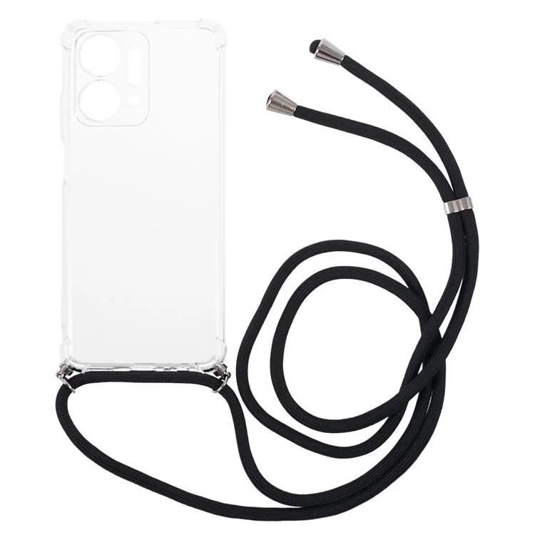 

For Honor X7a 4G Clear Case Precise Cutout TPU Phone Cover with Lanyard