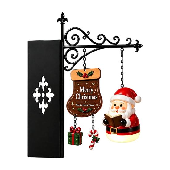 Floating Shelf Light Ornaments Christmas Bookshelf Hanging Light, Snowman Book Nook Lamp, Metal Slim Organizers Library Lantern Decor, Holiday