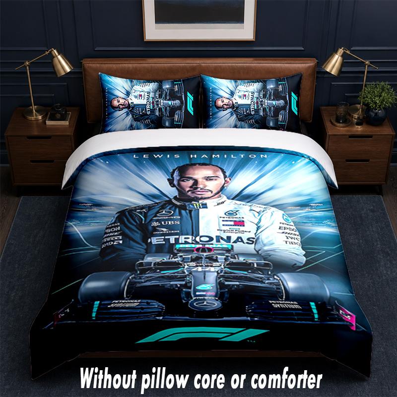 Set Biancheria da Letto Lewis Hamilton Design 1 Copripiumino + 2 Federe Morbido Traspirante Biancheria da Letto per la Casa