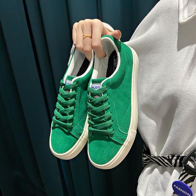 Retro Niche Koppel Schoenen Dames Lente Koreaanse Versie Nieuwe Groene Canvas Schoenen Alles-match Sport Casual Skateboard Schoenen