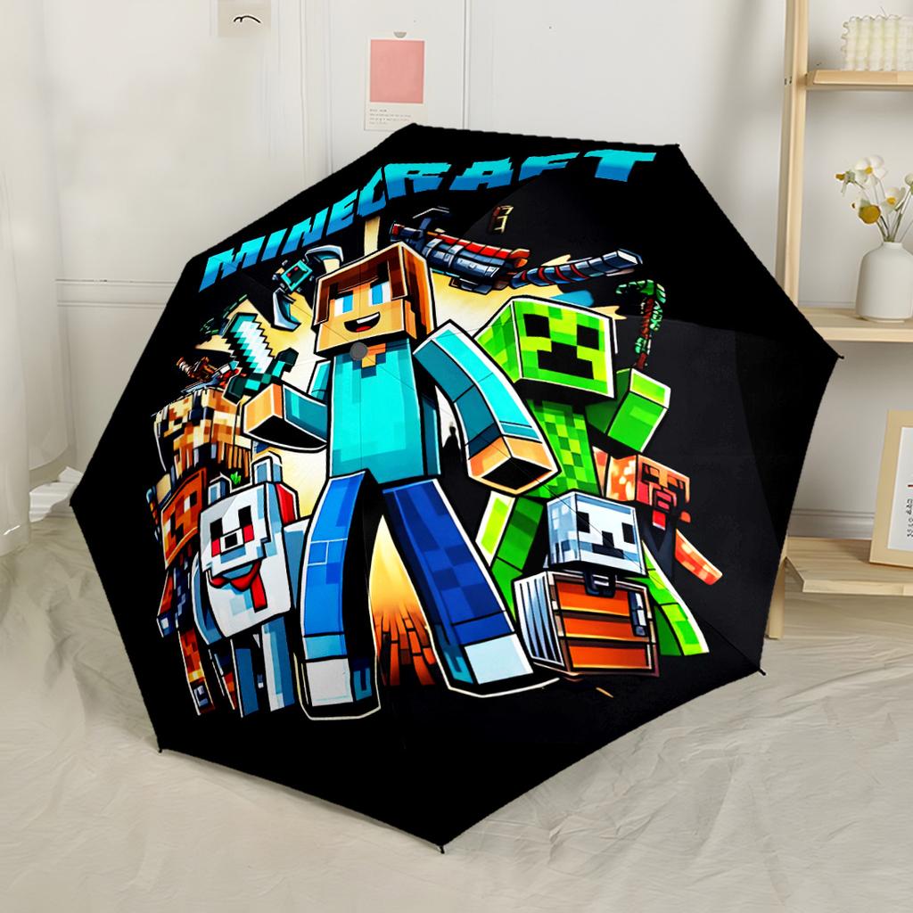 Minecraft Bee Adventure Portable Automatic Umbrella Compact & Durable 8-Rib Design Lightweight All-Season Travel Elegant Women's Umbrella