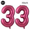 Giant 32 Inch Number Balloon Set Metallic Rose Red Foil Helium Balloon Kit DIY Happy Birthday Party Decor Kids Adult Anniversary