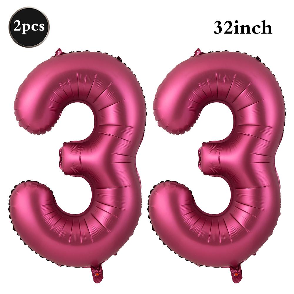 Giant 32 Inch Number Balloon Set Metallic Rose Red Foil Helium Balloon Kit DIY Happy Birthday Party Decor Kids Adult Anniversary