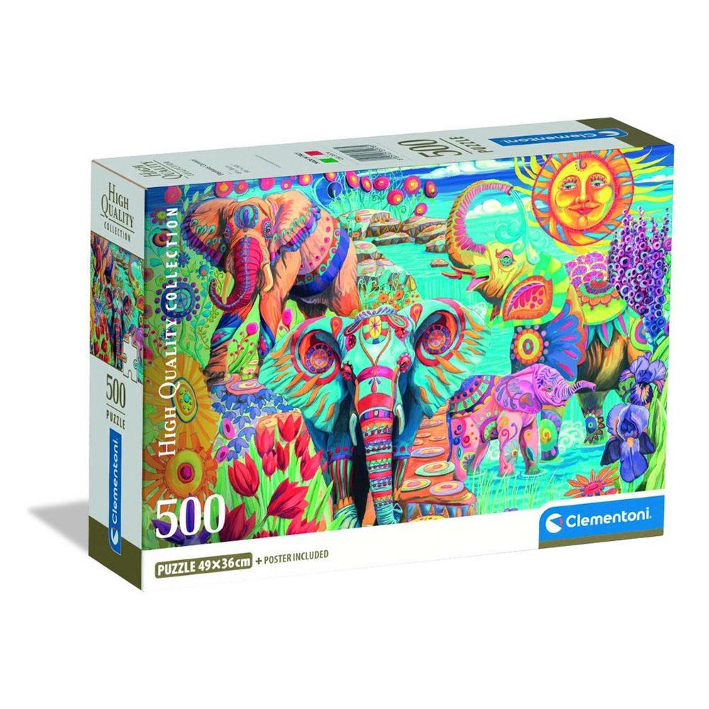 500-piece Puzzle. Compact Elephants' Carnival
