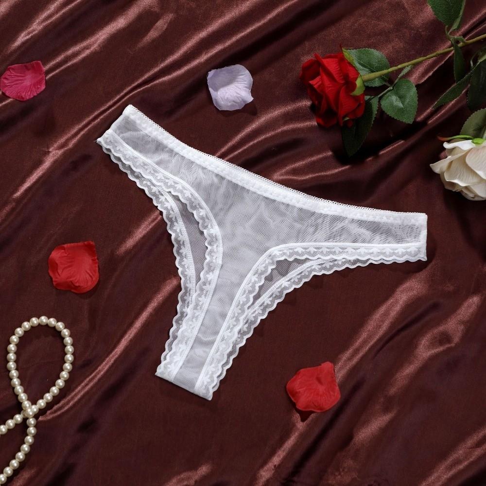 One-piece Mesh Briefs Women Transparent Romantic T Panties Mesh Sheer Lace Thong Ladies Girls Gift