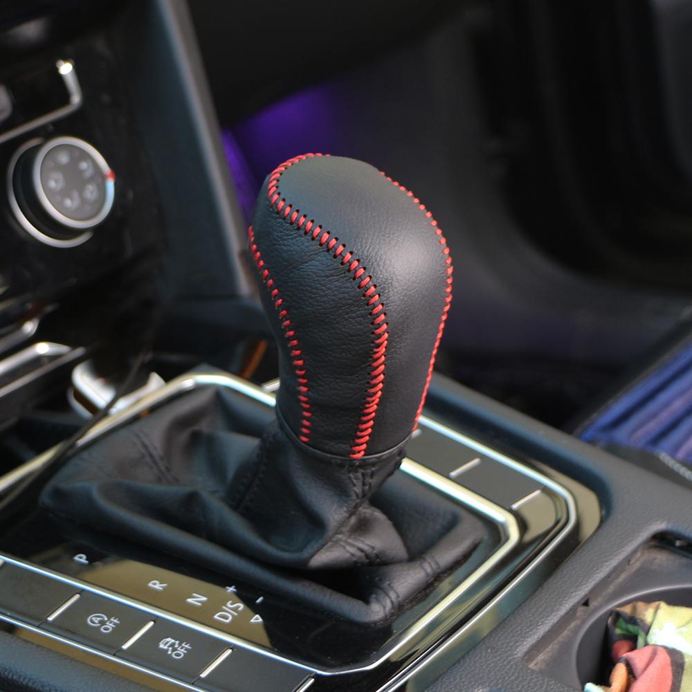 Leather Car Gear Head Shift Knob Cover Case for VW Golf 6 7 MK6 MK7 GTI DSG Tiguan POLO BORA Passat B7 Tiguan Touran
