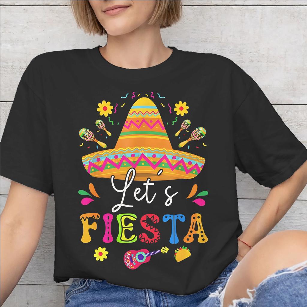 Lets Fiesta Cinco De Mayo Tee Shirt for Unisex Unisex Gift T Shirts 100 Cotton Clothes