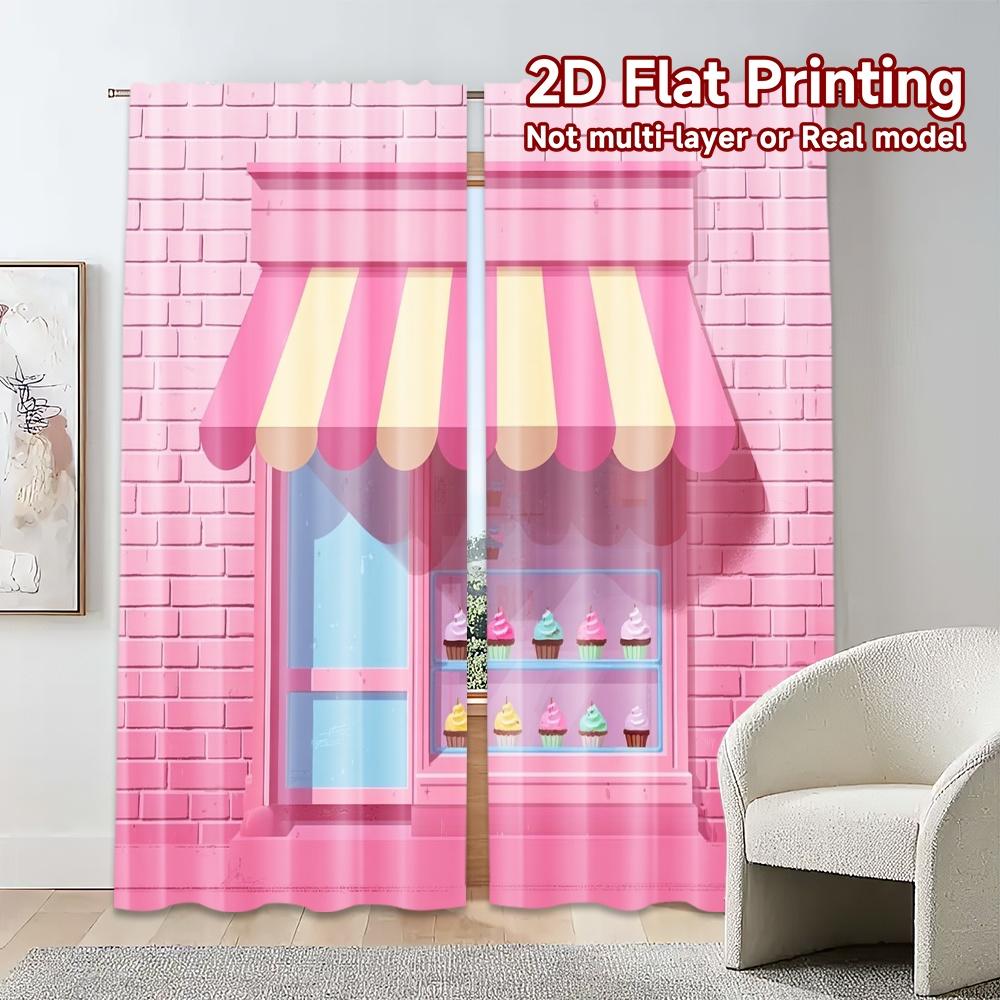 2 Stück, 2D-FLACHDRUCK Vorhänge (Ohne Stange) CandyShopFront Kreative Moderne Vorhänge Garnvorhänge Vielseitig Alle Perfekt für