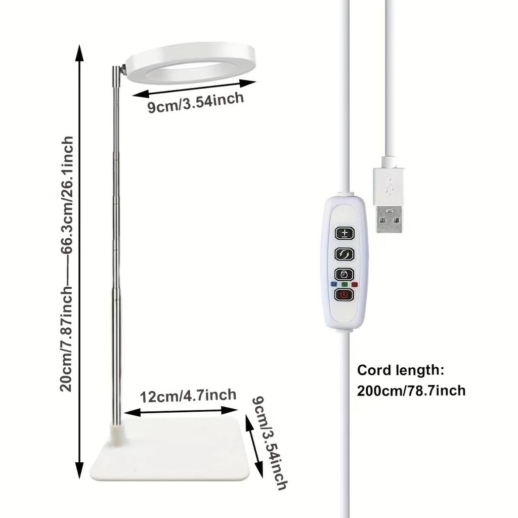 HOMEFISH Full Spectrum Fill Light LED Grow Lamp with Adjustable Height, 3/9/12H Timer 10-Level Dimming for Indoor Solar Plants