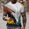 New 3D Splicing Men's Summer Short Sleeved Round Neck Pullover Plus Size Top Casual and Personalized Holiday Polyester T-shirt