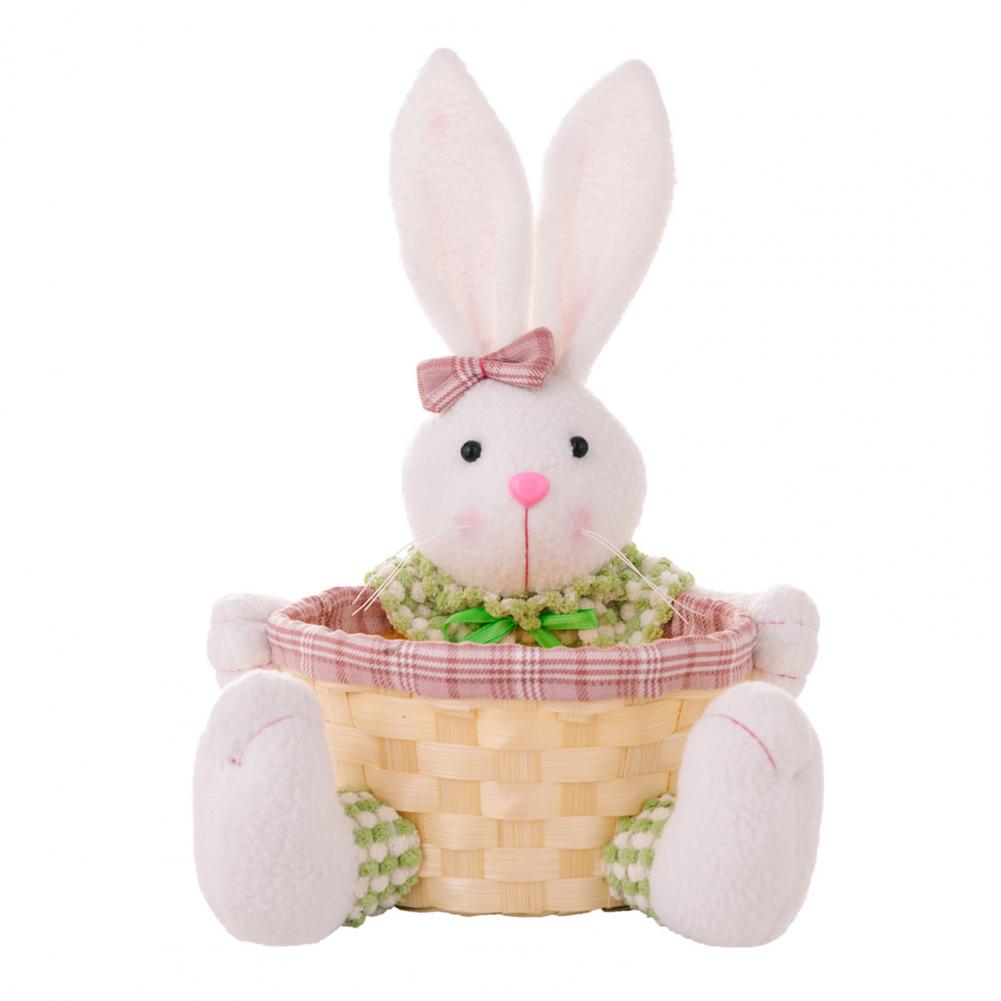 Egg Storage Basket Basket Bunny Doll Handmade Easter Rabbit Doll Candy Basket Bunny Ornaments for Spring Home Decoration Kids