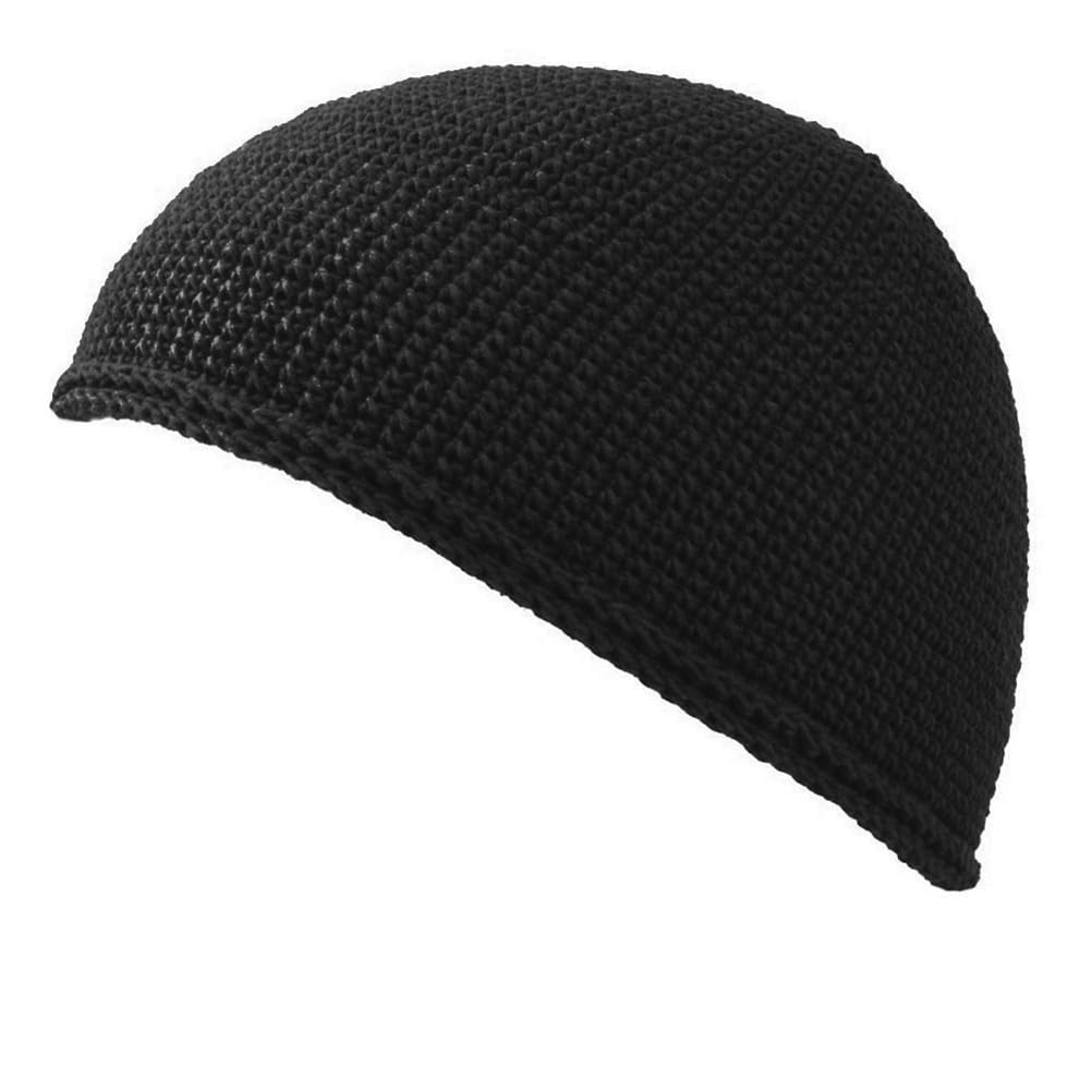

Повседневная коробка Исламский хлопок Дышащая и удобная Черная вязаная вручную шапка, 100% (Размер M), (Шапка/Шляпа/Часы), чёрный