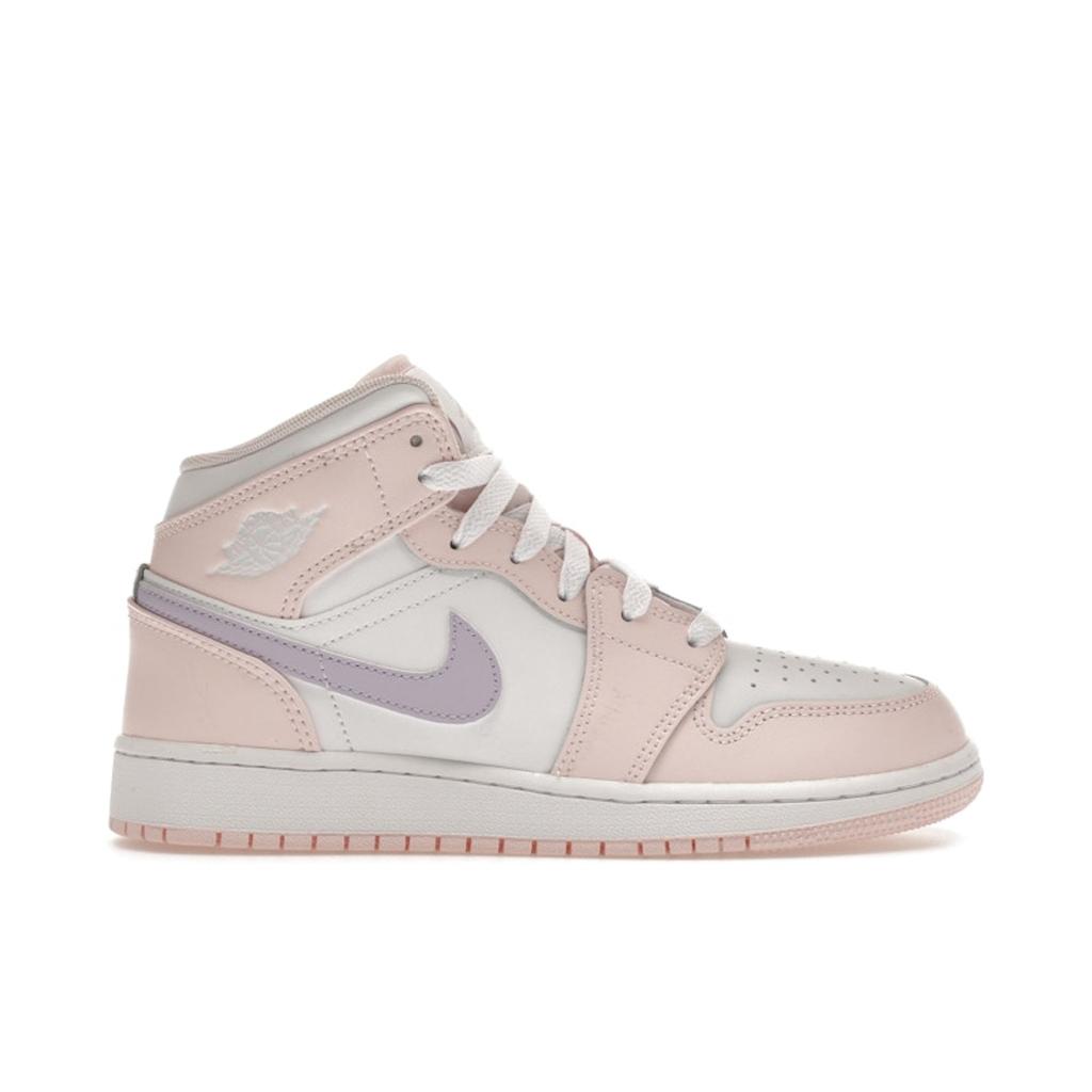 Air Jordan 1 Mid GS Pink Wash Kids Sneakers Violet-Frost White FD8780-601