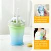 Ice Ball Cup with Lid And Straw, 2-in-1 Foldable Silicone Ice Maker And Drinking Cup, Portable Iced Beverage Cup for Travel And Outdoor Use