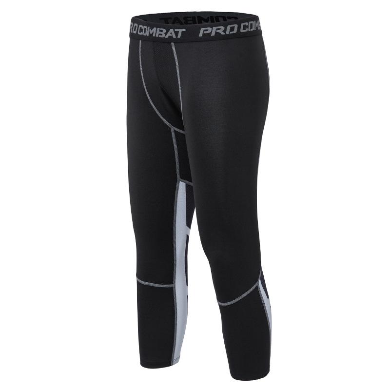 Men's Ice Silk Quick-Dry Compression Running Capri Tights – Breathable & Elastic Fitness Wear