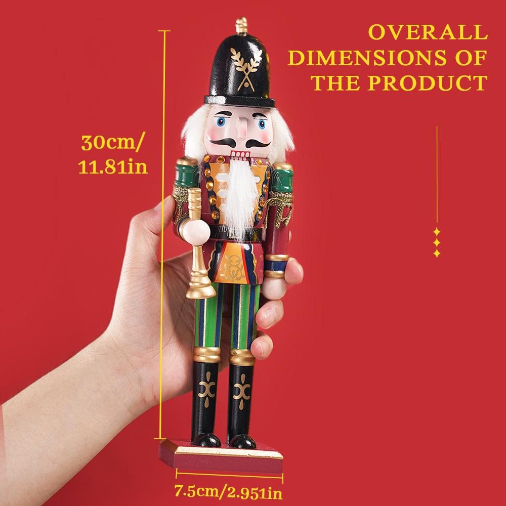 2PCS Wooden Christmas Decorations Nutcracker 30CM Traditional Painted Nutcracker, Collectible Christmas Party for Home Fireplace