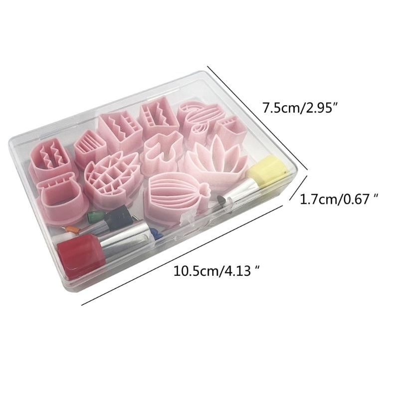 18Pcs Spring Fresh-Cactus Soft Pottery Cutter Earring Jewelry Pendant Maker Green Plant Ornament Pendant Cutting Mold