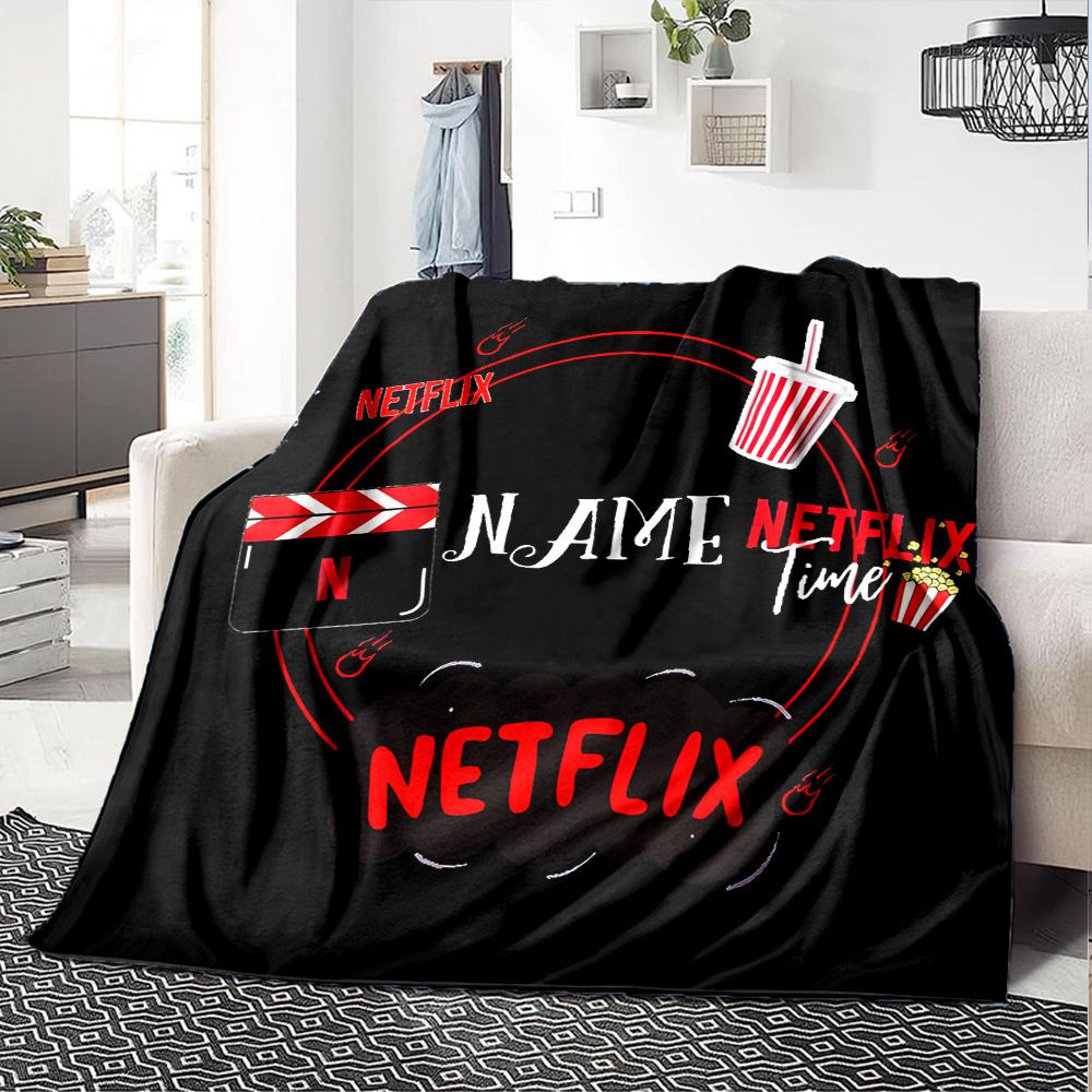 Netflix Movie Night Theme Four Seasons Blanket Customized With Your Name Lightweight And Warm Perfect Gift For Home Office Camping Sofa Travel Beach