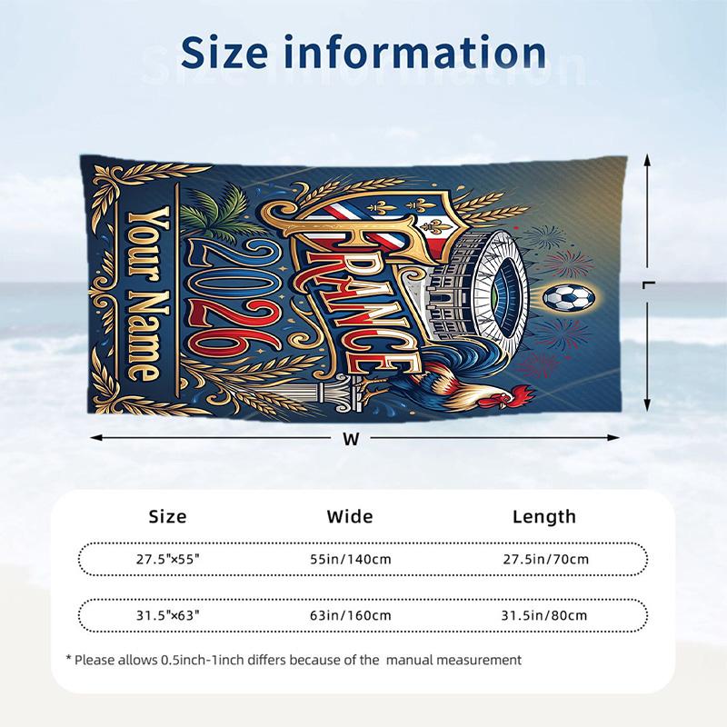 Beach Towel Custom Name Text, Quick Dry Large Towel For Beach HomeFrance national football team