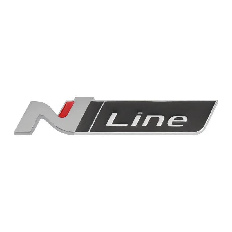 Kovové 3D logo N LINE Zadní emblém nálepka na kufr auta Odznak na karoserii pro Hyundai Accent Sonata Kicks Reina vq1