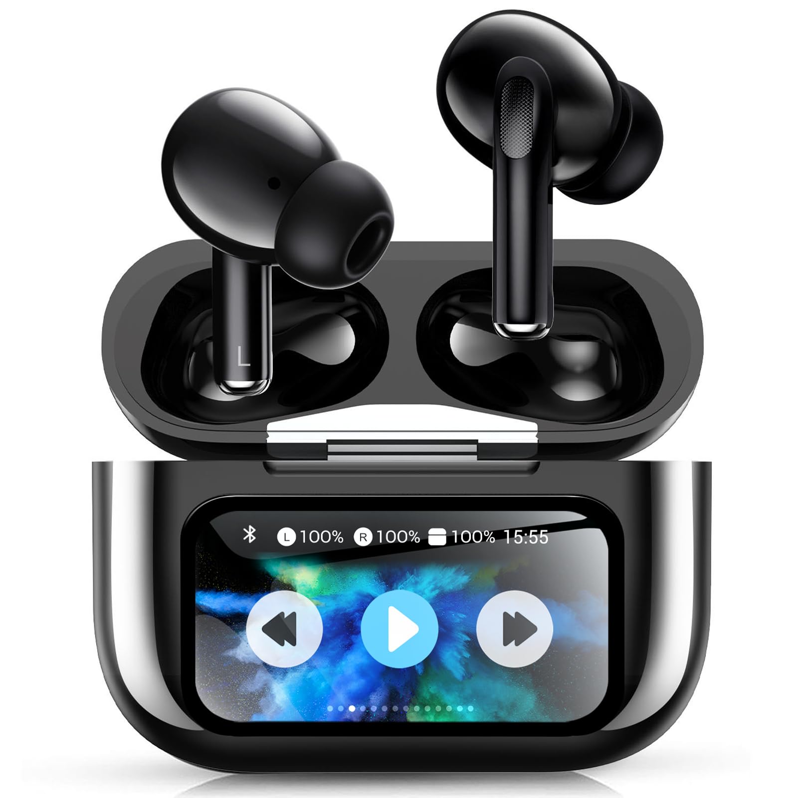 

gukki Bluetooth Wireless Earbuds with Touchscreen and ANC Connects with Open Up to 32 Hours of Noise Bluetooth Compact and Single or Dual Perfect for