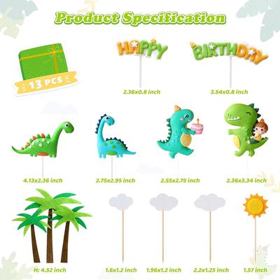 Doplnky na tortu s dinosaurami Roztomilé Ozdoby k narodeninám pre chlapca dievča Baby Shower Dinosaury Téma scény Kreslená párty dekorácia