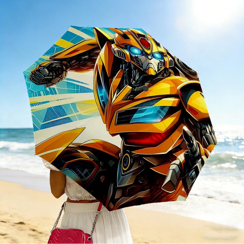 Transformers Adventure 8 Ribs 3Fold Black Glue Uv Protection Umbrella Sun Protection Rainproof Compact Folding Umbrella For Travel Daily Use C923746