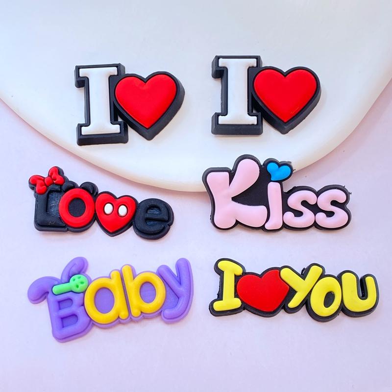 10Pcs New Cute Love Letter Series PVC Flexible Glue FlatBack DIY Scrapbook Embellishment Phone Craft Decoration