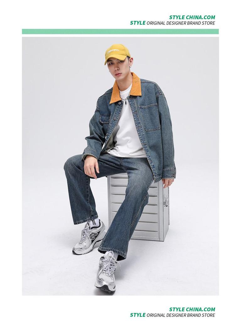 LEE 2025 Color Block Men’s Retro Denim Jacket - Loose Fit, Trendy, Slightly Wide