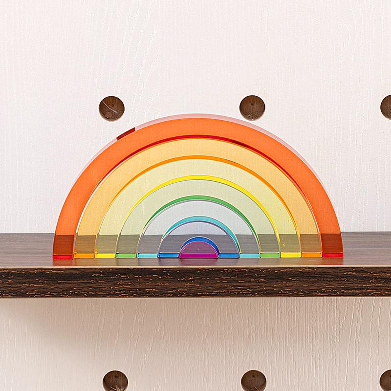 Patchwork Rainbow Acrylic Sculpture Transparent Colored Statue DIY Blocks Decorative Figurines Home Decoration Accessories