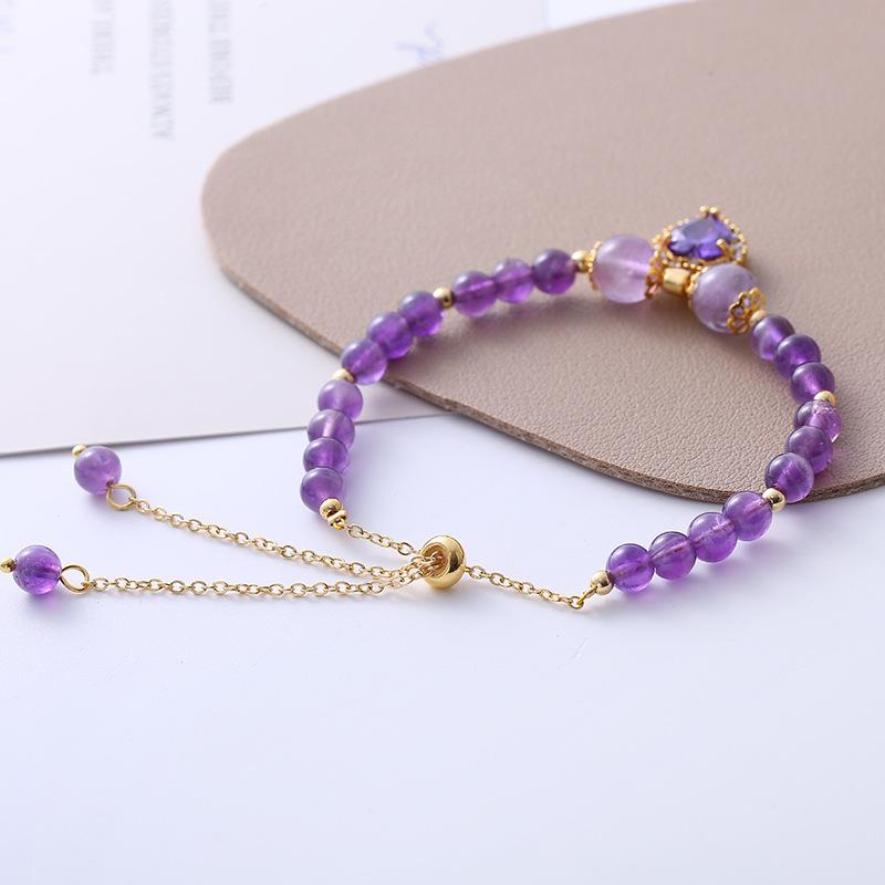 Adjustable Natural Amethyst Bracelet Bangles Women Fashion Jewelry Accessories Gift