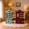 1:12 Scale Antique Doll House Screen Cabinet Model Figurine With Functional Drawers And LED Light for Scene Displaying