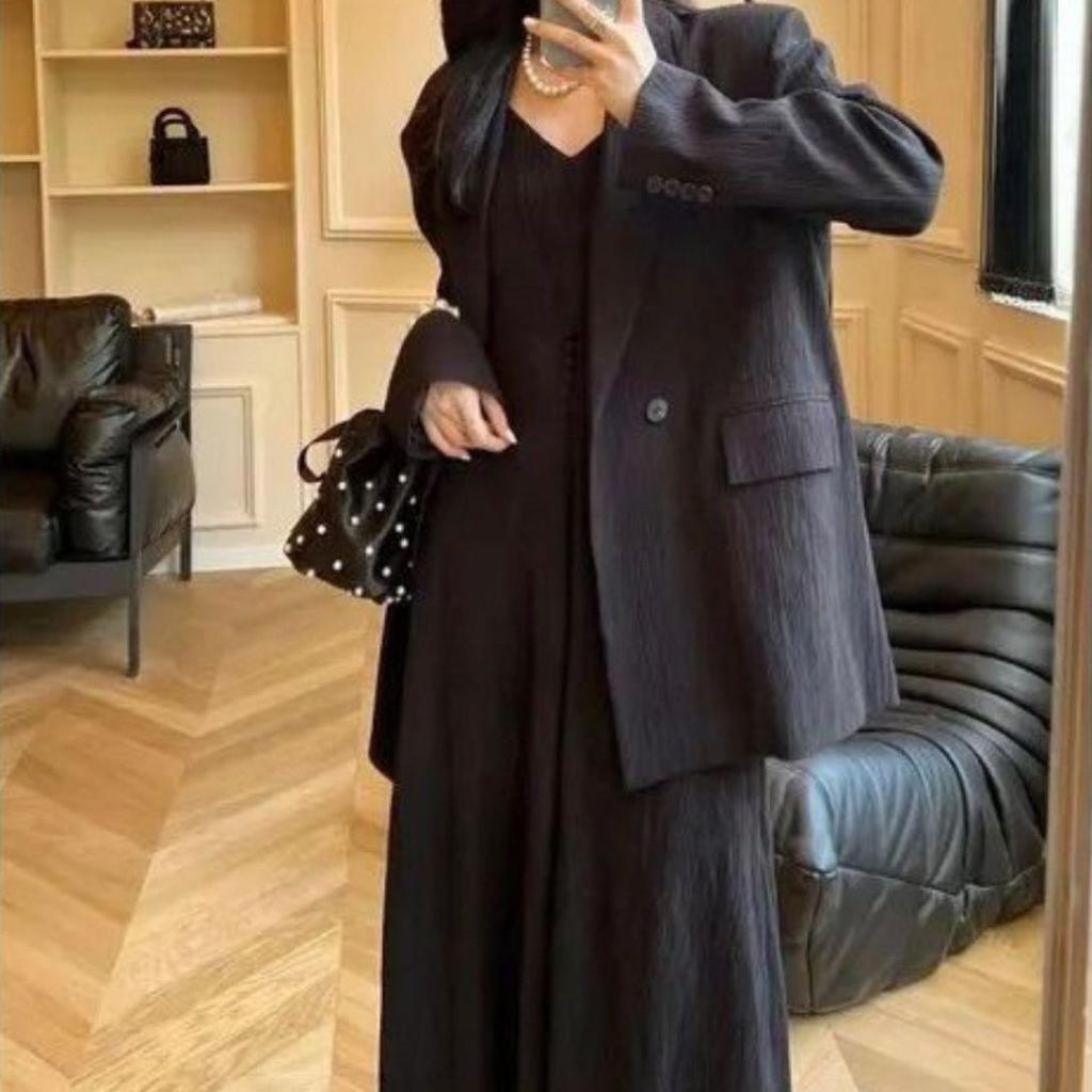 Temperamentvolles zweiteiliges Trägerkleid & Jacken-Set - Figurschmeichelndes Freizeit-Anzug für Damen für Frühling und Herbst