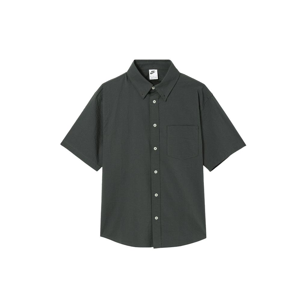 Nike SS24 Life Solid Color Sports Casual Comfortable Soft Lightweight Short Sleeve Shirt Men shirts Coal-Black FN3223060