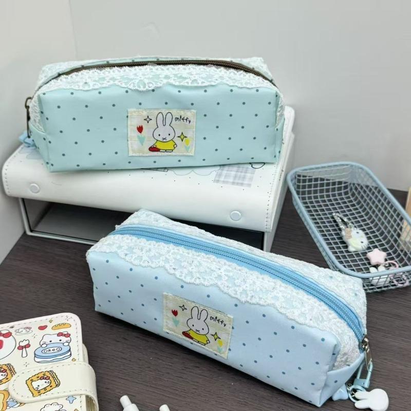 Kawaii Miffys Fashion Lace Pen Bag for Students Anime Cartoon Cute Pencil Case Girls Good-looking Stationery Storage Pouch Gifts