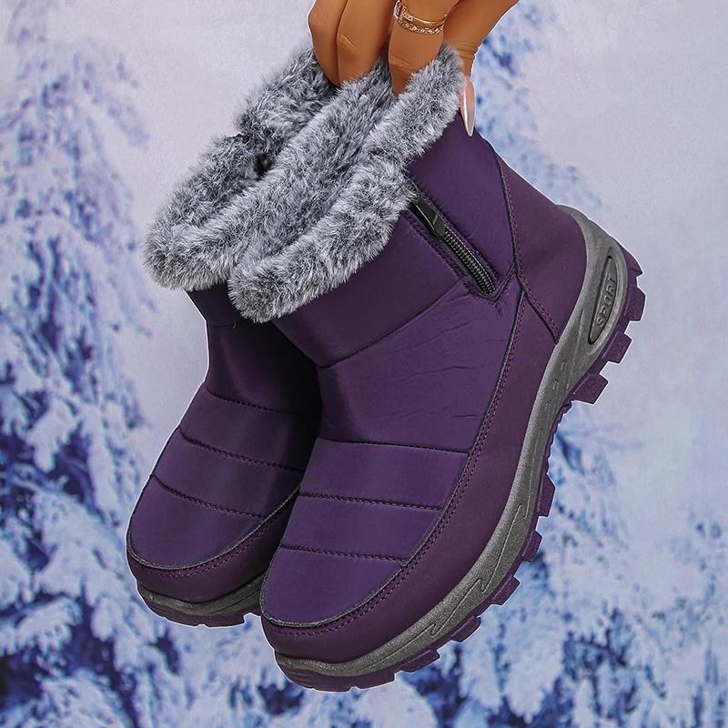 Fashion Thicken Plush Waterproof Snow Boots Women 2025 Non Slip Zipper Platform Winter Boots Woman Fleece Lining Warm Ankle Booties 43
