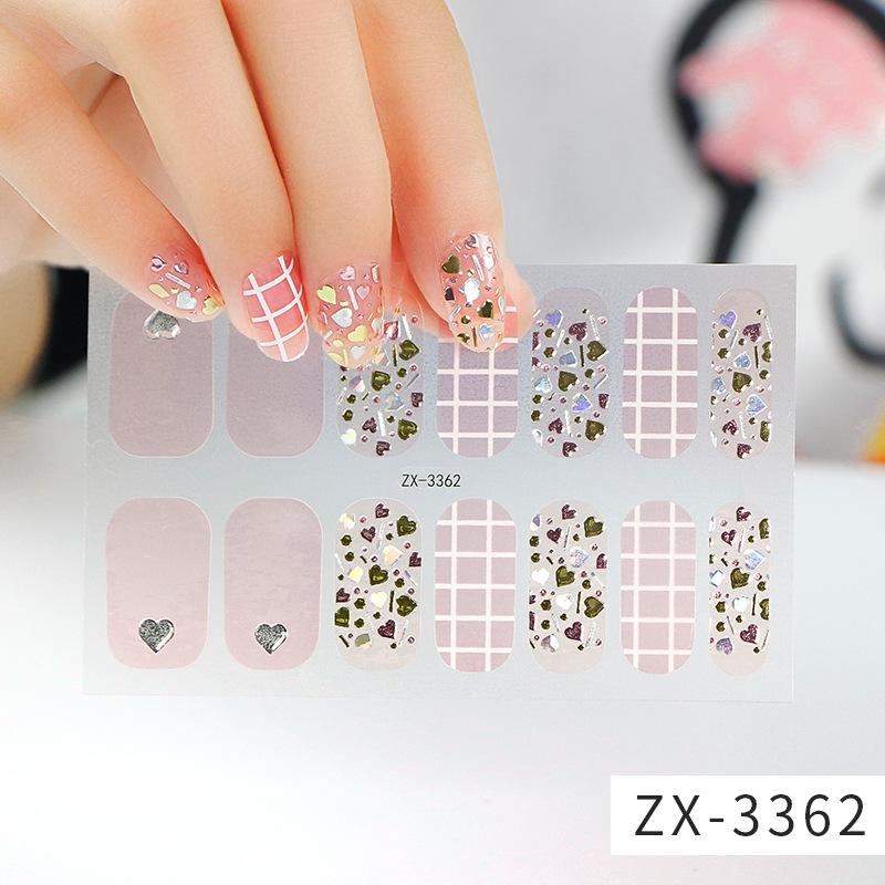 ZX 3D Waterproof No-Cure Gel Nail Wraps, Full Cover Japanese & Korean Style Spring & Summer Nail Stickers, Nail Patch Films