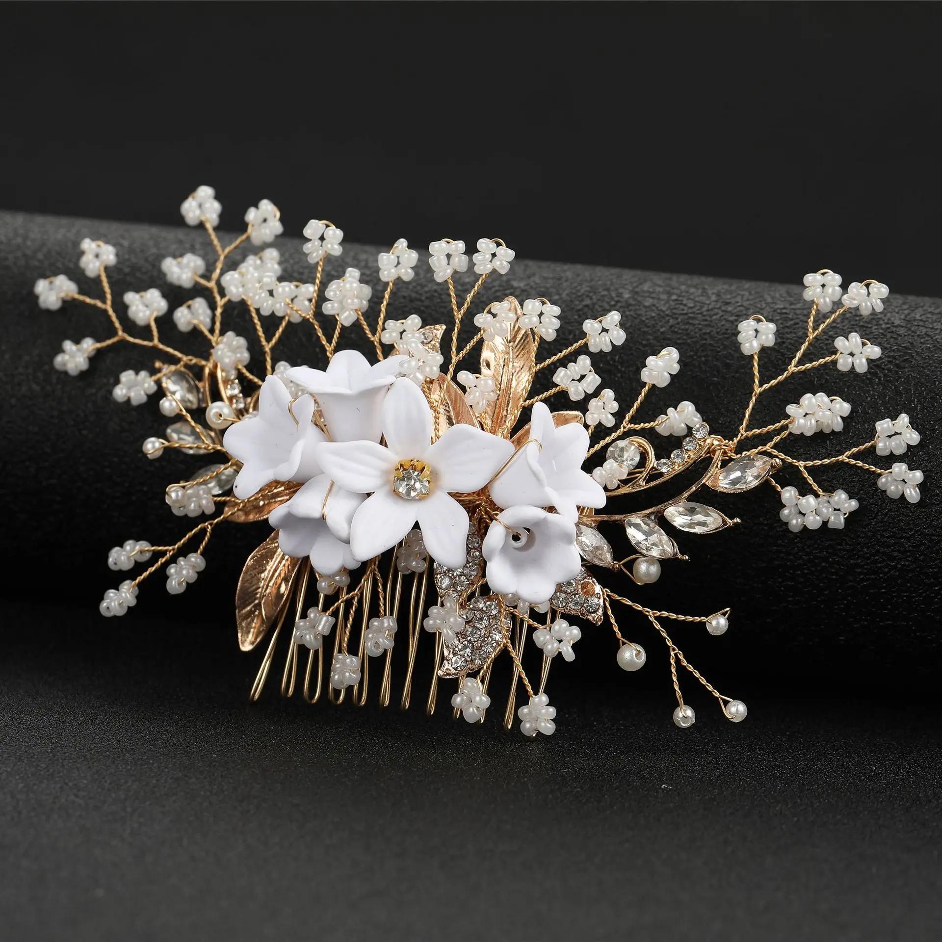

Pearl Flower Hair Comb Hair Accessories For Women Wedding Accessories Elegant Women Hair Jewelry Comb Headband