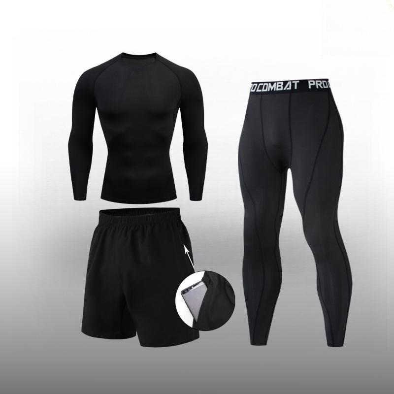 Men's Cross-Border Fitness Compression Set: Tight Base Layer for Sports, Basketball, Football, Running, and Yoga.
