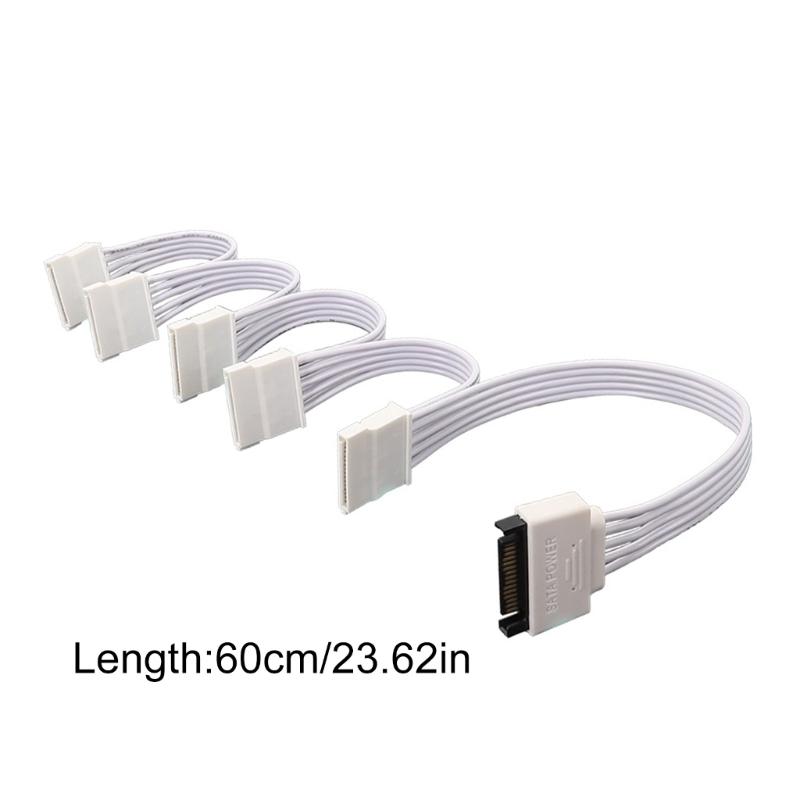15-pins SATA Hann til 5 Hunn Strømdeler/Forlengelseskabel for Tilkobling av Harddisk og Optisk Enhet