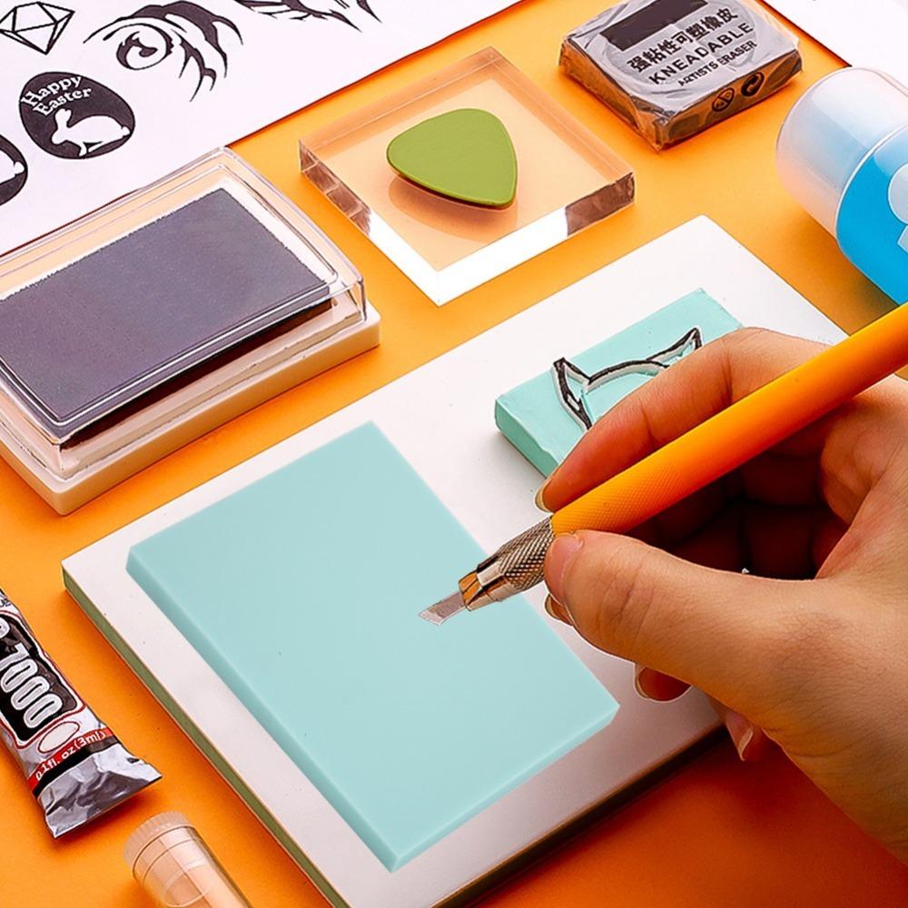 Thin Engraving PVC Rubber Stamp Carving Block Color Options Rubber Carving Block Printmaking мятный