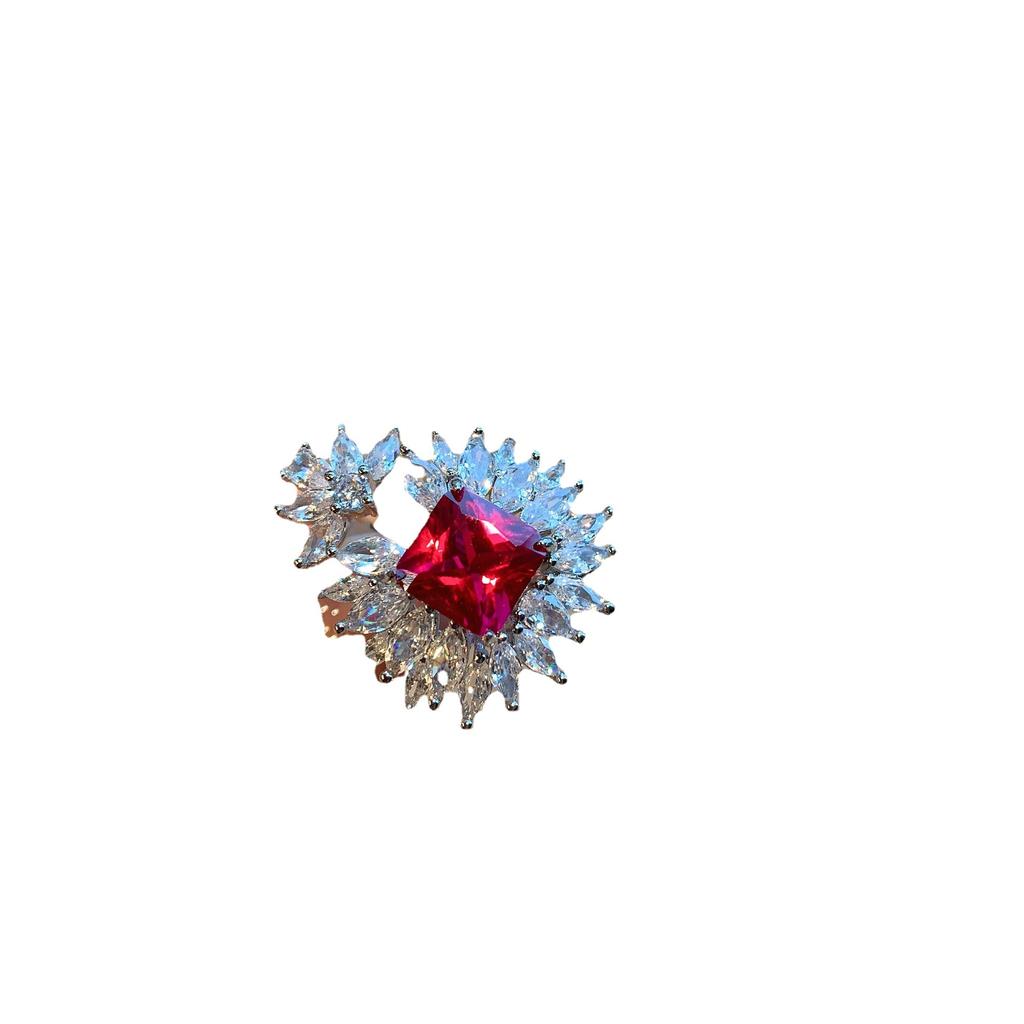 European and American Popular Rings, Women's Fashion Popular Simulation, Hongbao Sapphire Opening Adjustment Main Stone 9 * 9