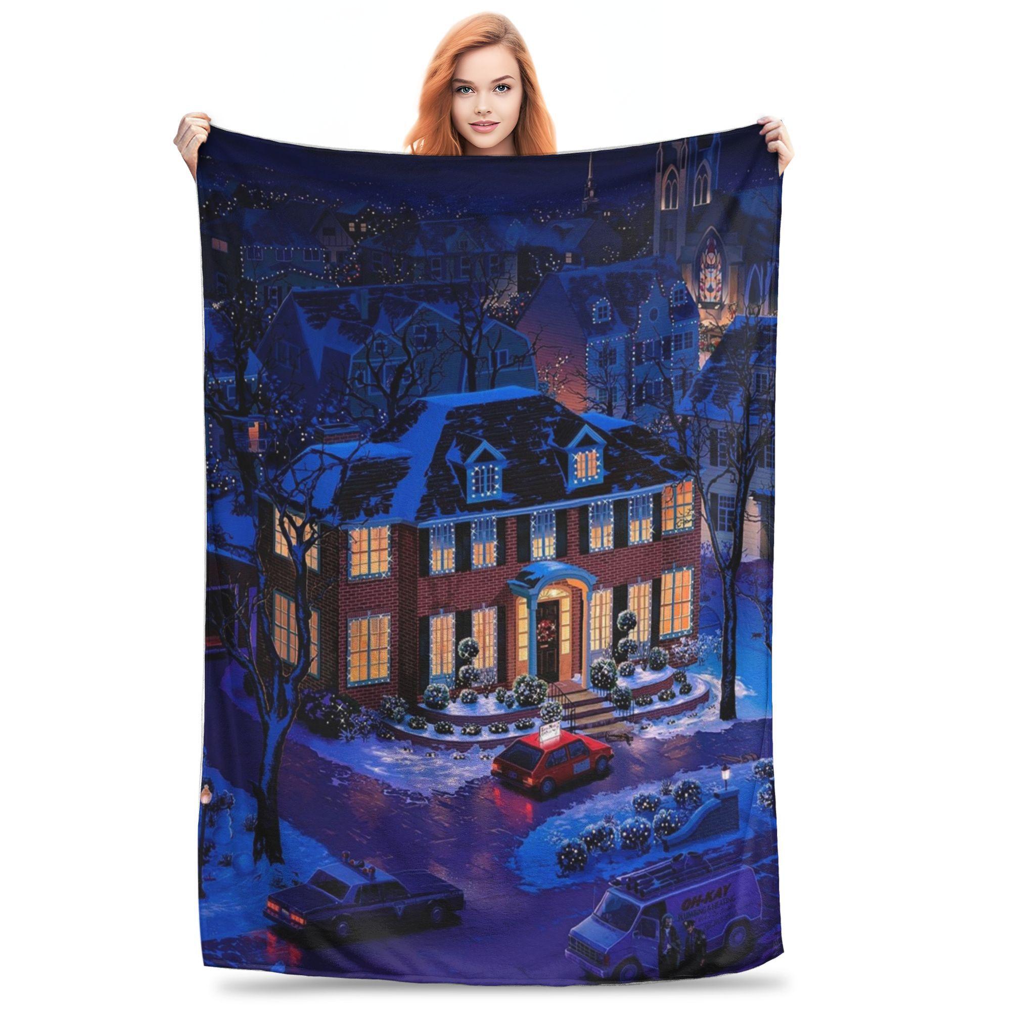 

Flannel Throw Blanket Home - Comedy Film Home Alone Funny Warm Plush Blankets Soft Bedding for Bed Living room Home Picnic Sofa 80x120cm