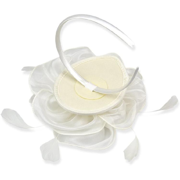 Elegant Feather Organza Fascinator Hair Hoop Church Dress Up Wedding Headpiece