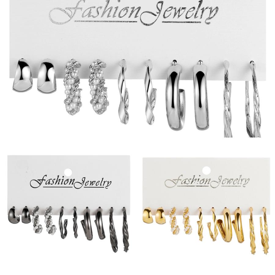 New Economical 5 Pairs Women Earrings 3 Colors 5 Sizes Fashionable Casual Accessories Great Value Wholesale Jewelry Gift for Her