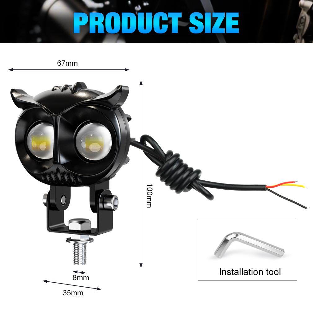 1 db/2 db Univerzális Bagoly Mini LED Motorkerékpár Fényszóró Sárga Fehér Hi/Lo Spot Lámpa Vezetés Ködlámpa Kiegészítő Fényszóró Moto Robogó Lámpához