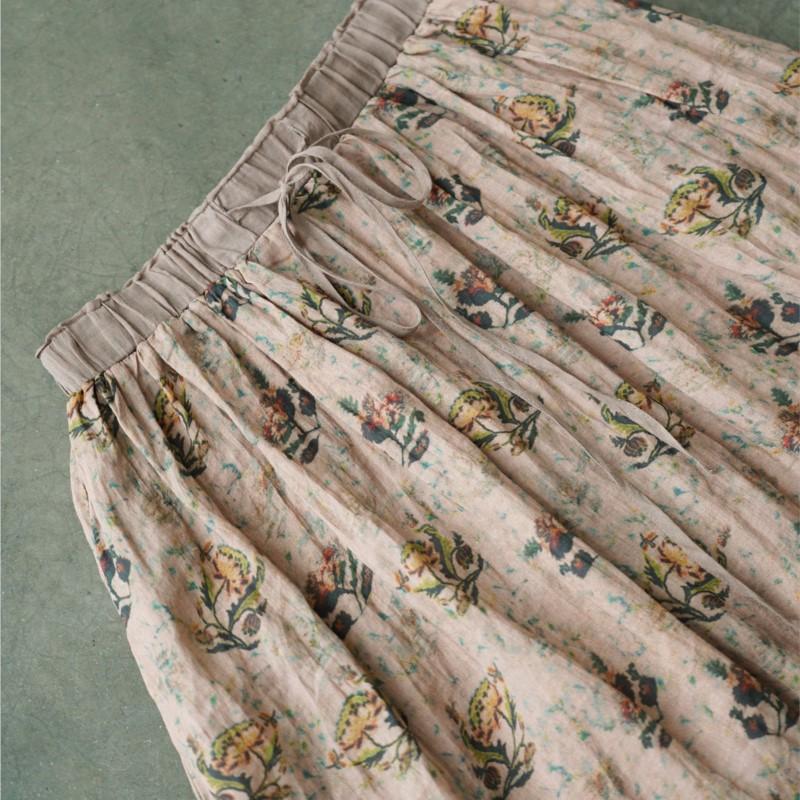 Johnature Damen Vintage Print Blumenröcke Elastischer Bund Locker Hochwertige Kleidung Sommer Locker A-Linien-Röcke