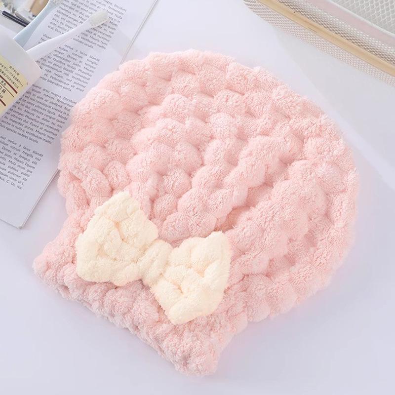 

Шапочка принцессы из облачного бархата, Утолщенная впитывающая шапочка для ванны из ультратонкого волокна, Шапочка для сушки волос против выпадения волос, Полотенце для сушки волос для умывания лица 29*26CM розовый