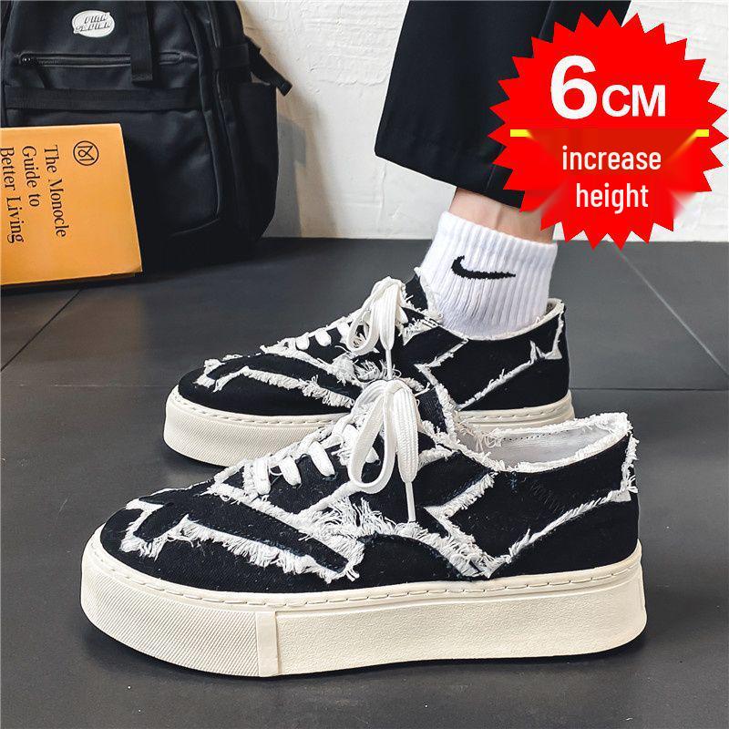 Mäns Mångsidiga Sommar Skateboardsskor i Kanvas - Trendiga, Andningsbara, Svart/Beige.