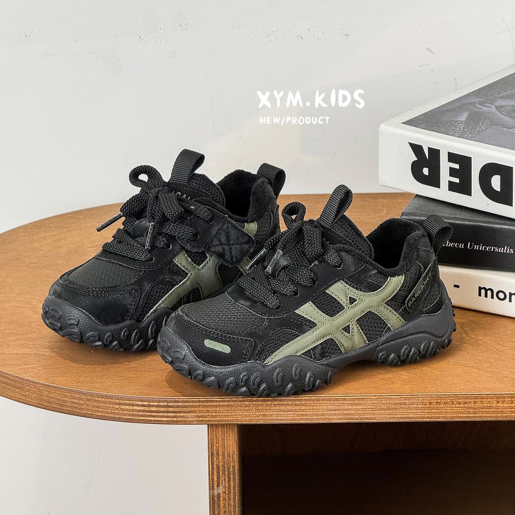 2025 winter new children's casual shoes retro contrasting two cotton shoes non-slip tire sole men's and women's sports shoes